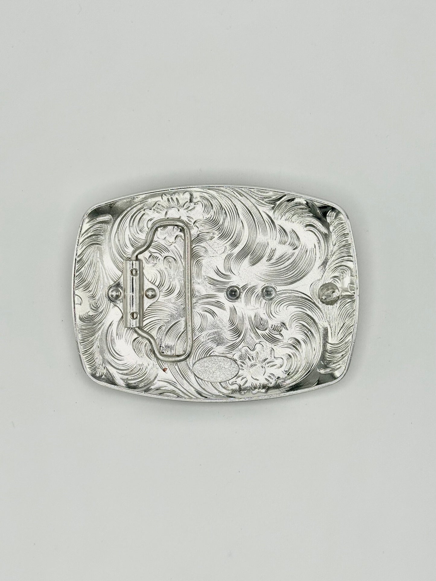 "Hombre Rezando" Belt buckle silver with maroon