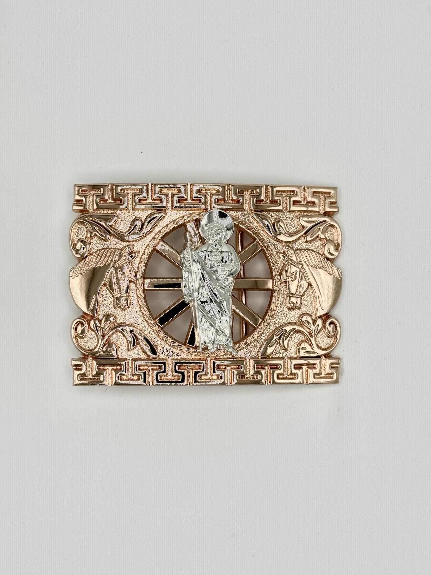 Rose gold San Judas belt buckle