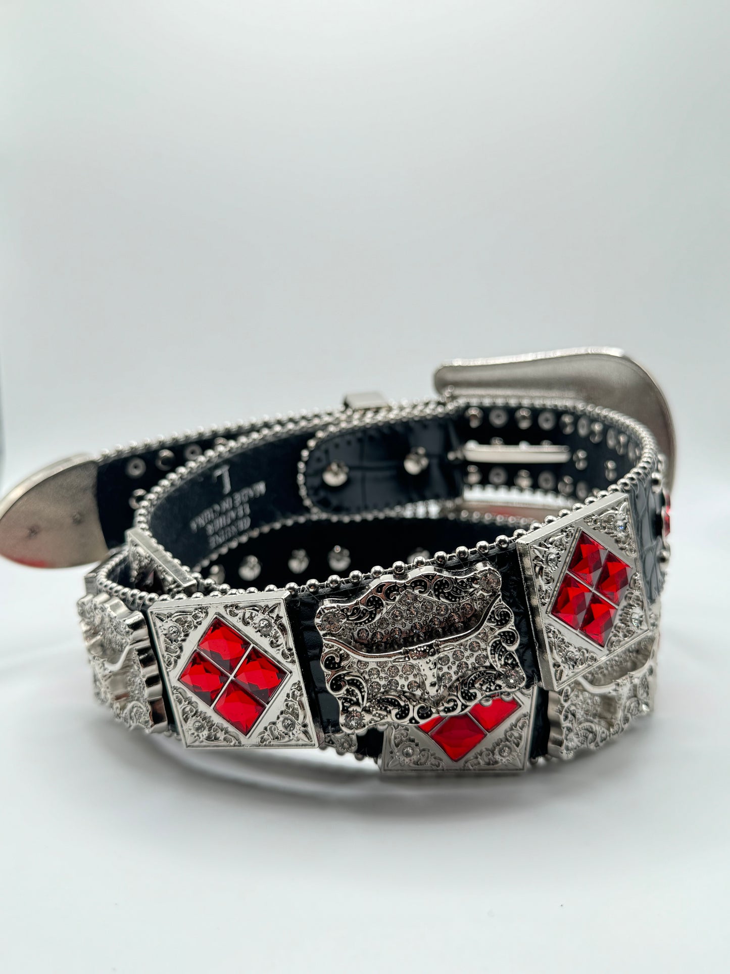 Rhinestone belt with conchos