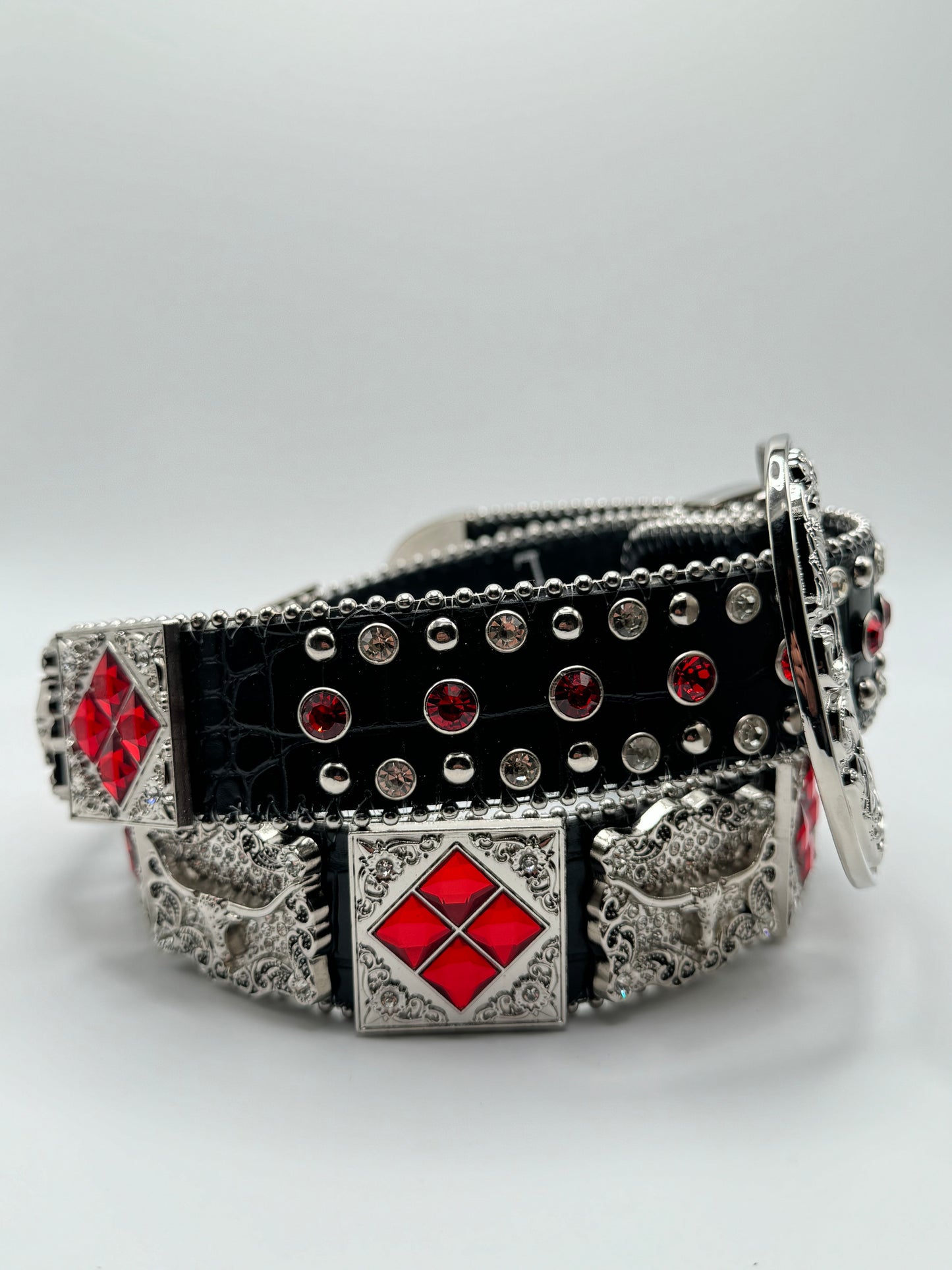 Rhinestone belt with conchos