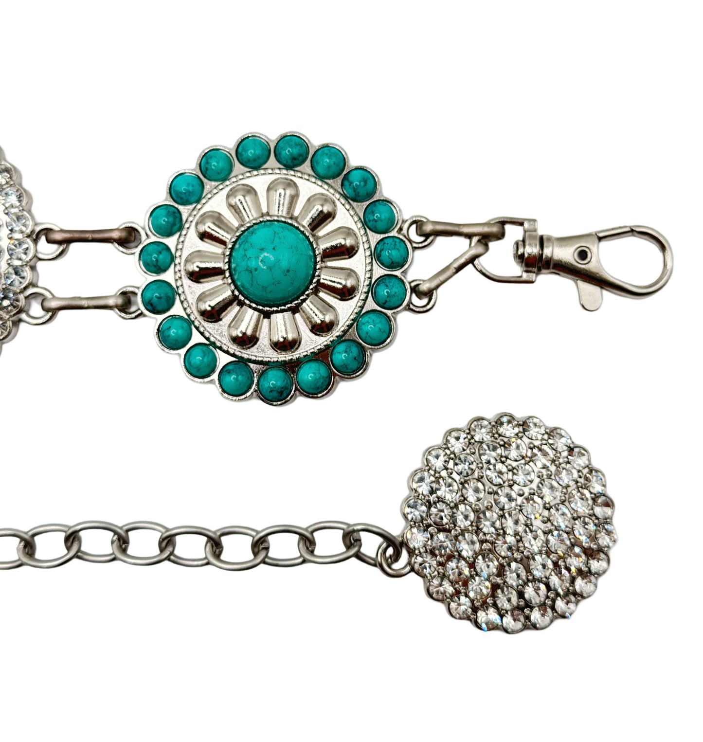 Chain belt- turquoise with silver