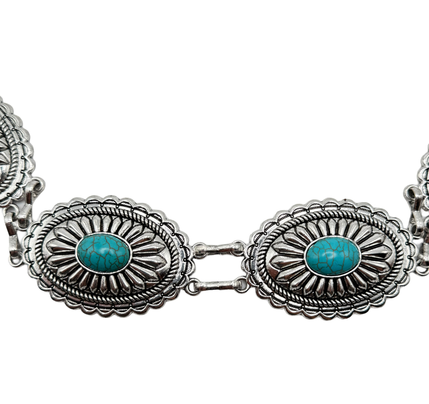 Chain belt- turquoise with silver
