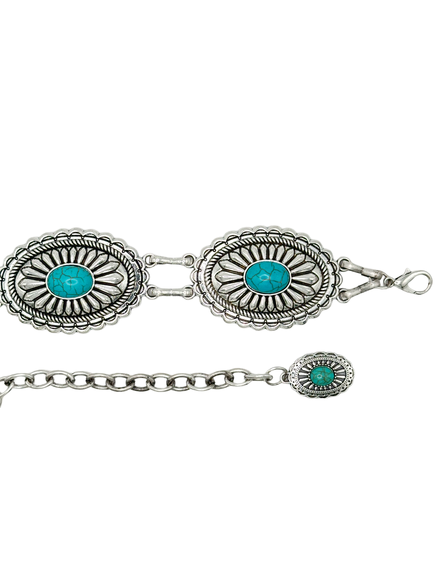 Chain belt- turquoise with silver