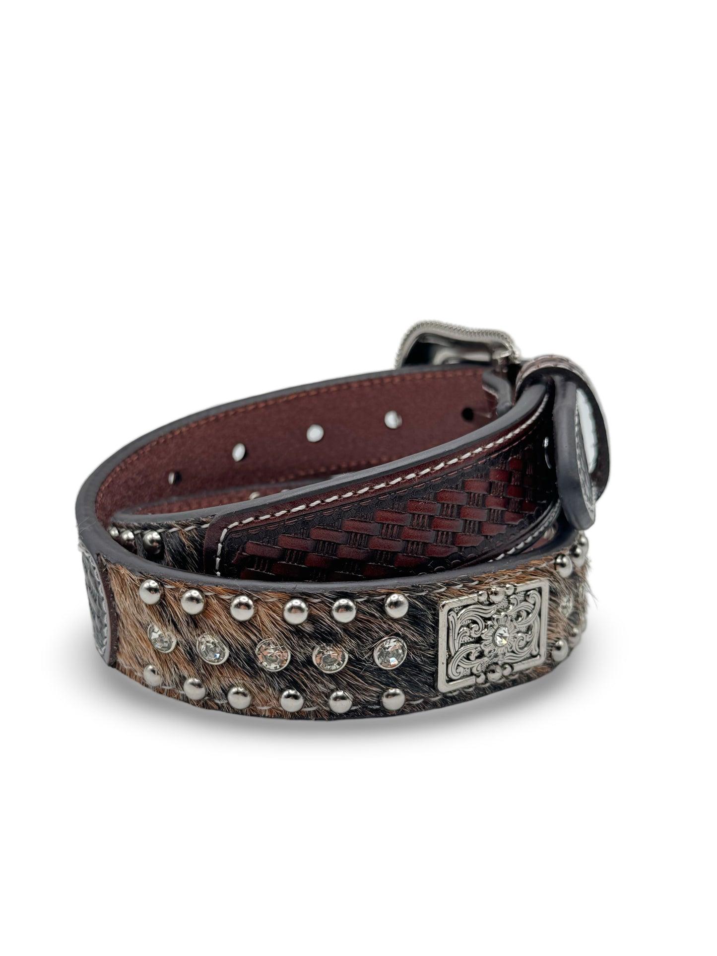Kids cowhide concho belt
