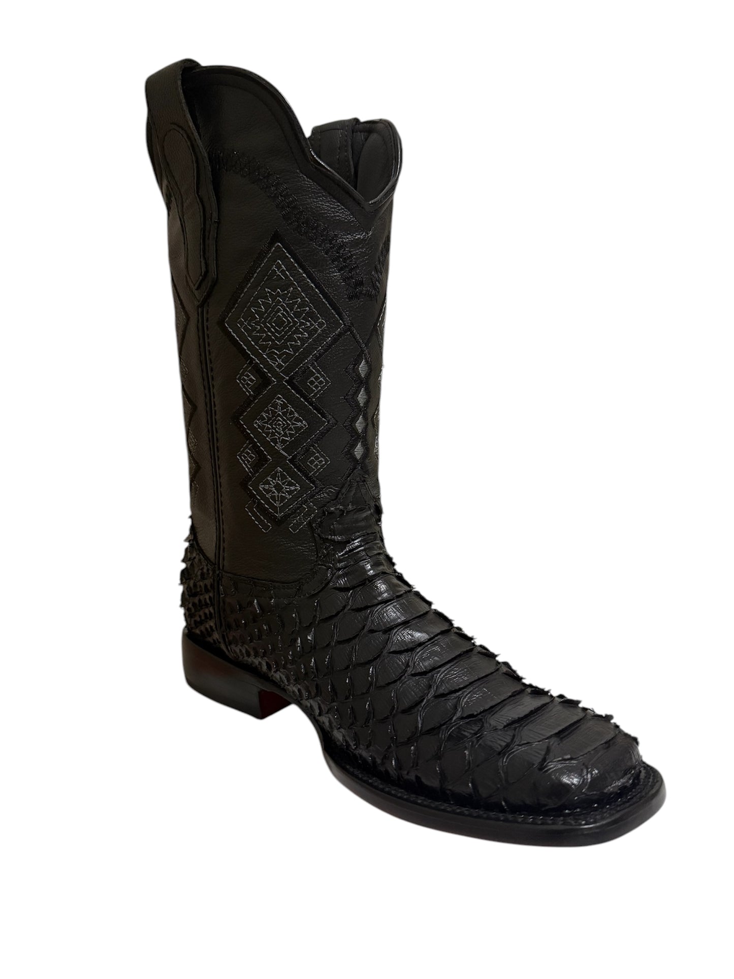 Bota python clon negro con suela roja
