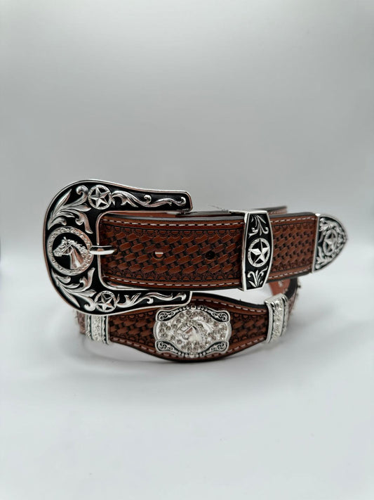 Tan Stallion Western Concho Belt