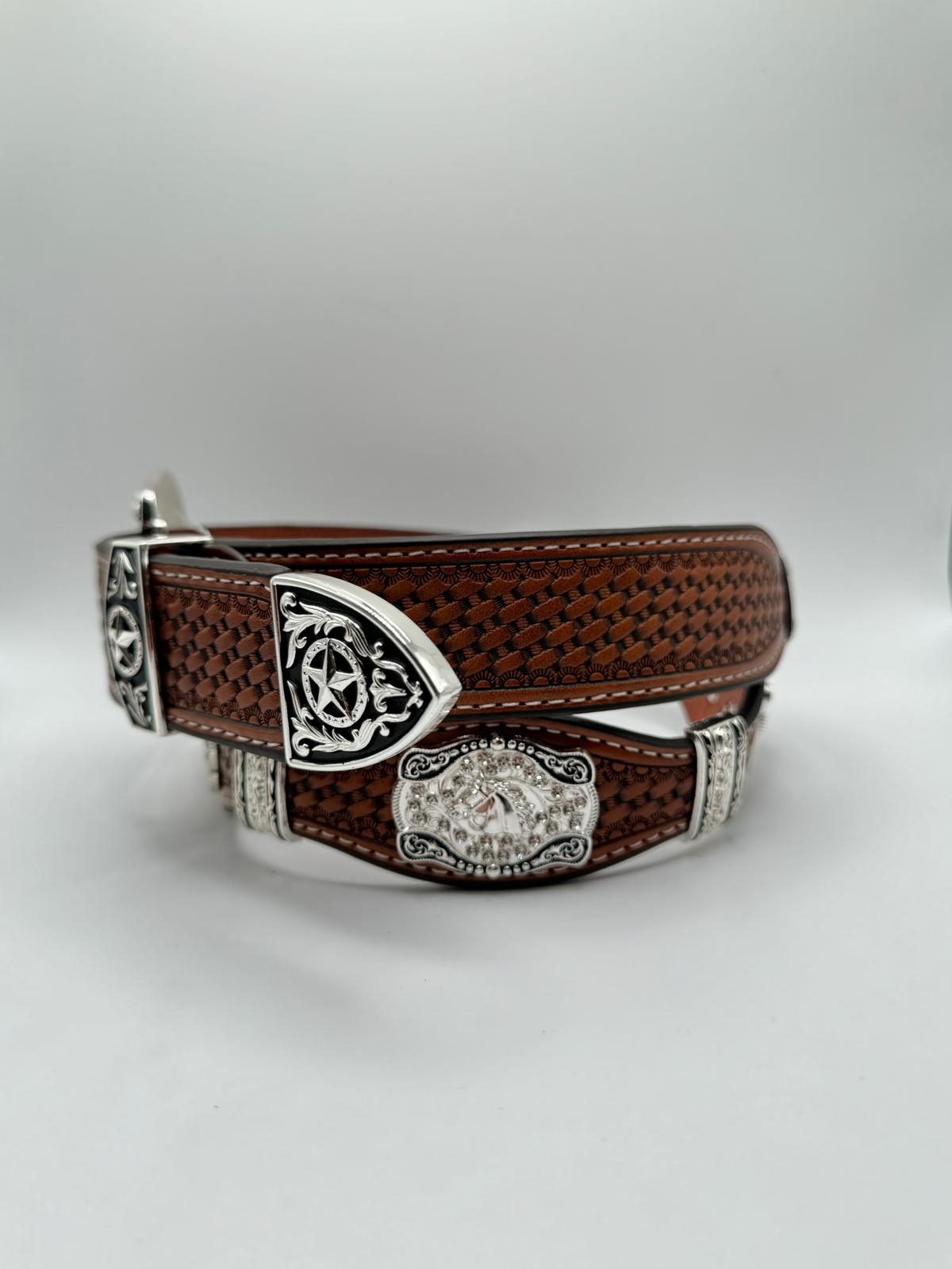 Tan Stallion Western Concho Belt