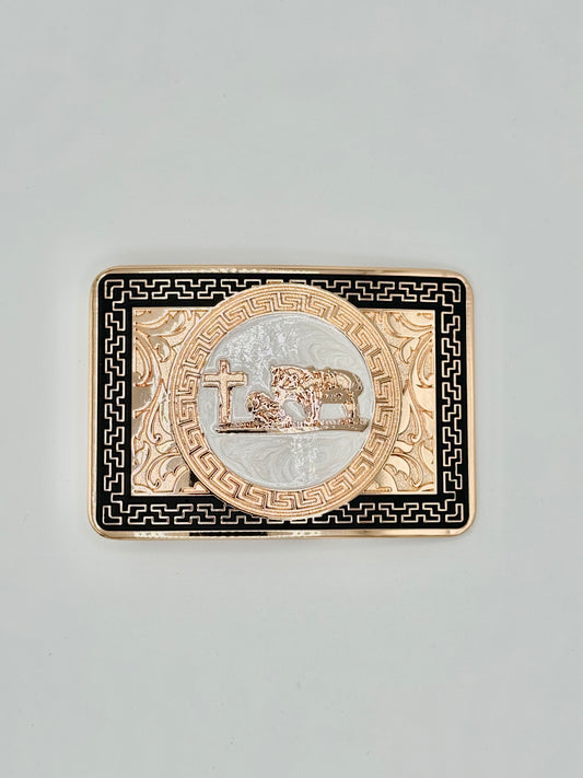 Bronze "Hombre rezando" belt buckle