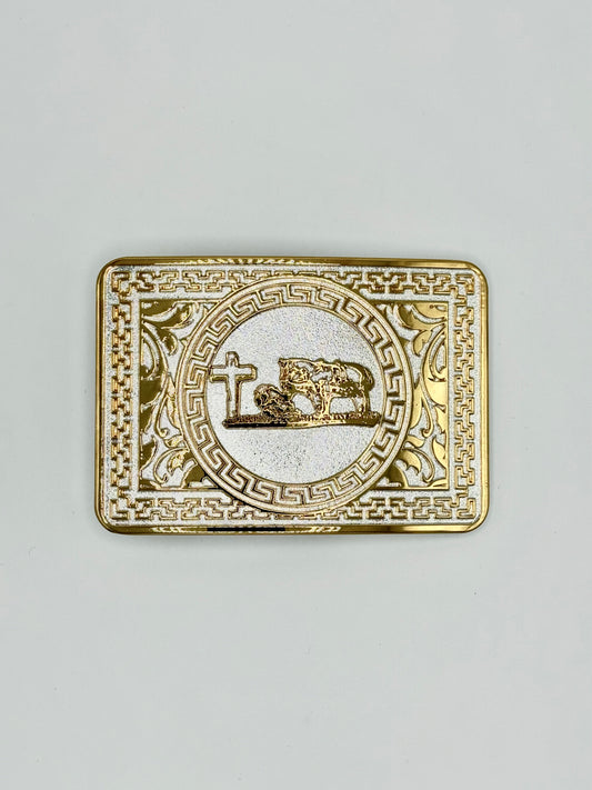 Gold "Hombre rezando" belt buckle