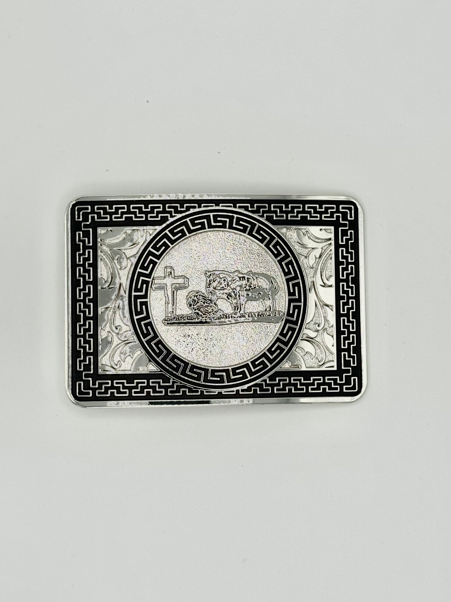 Silver- Hombre rezando belt buckle