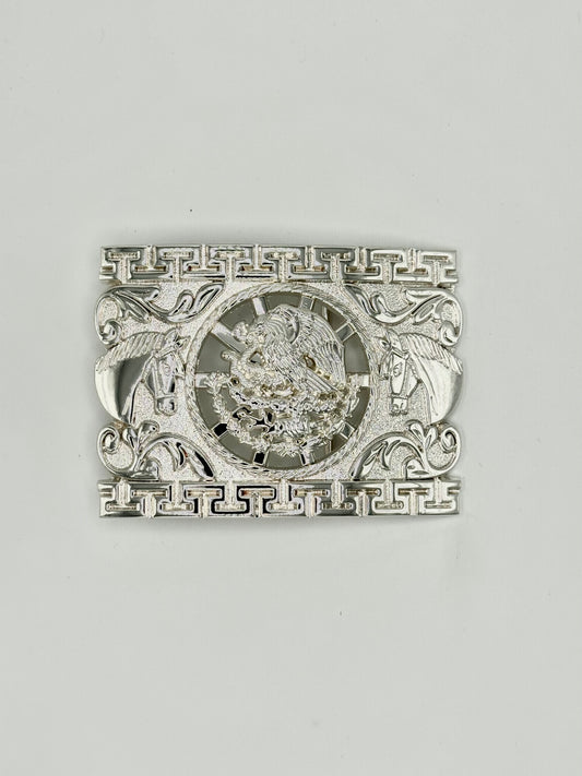 Silver Escudo de Mexico belt buckle