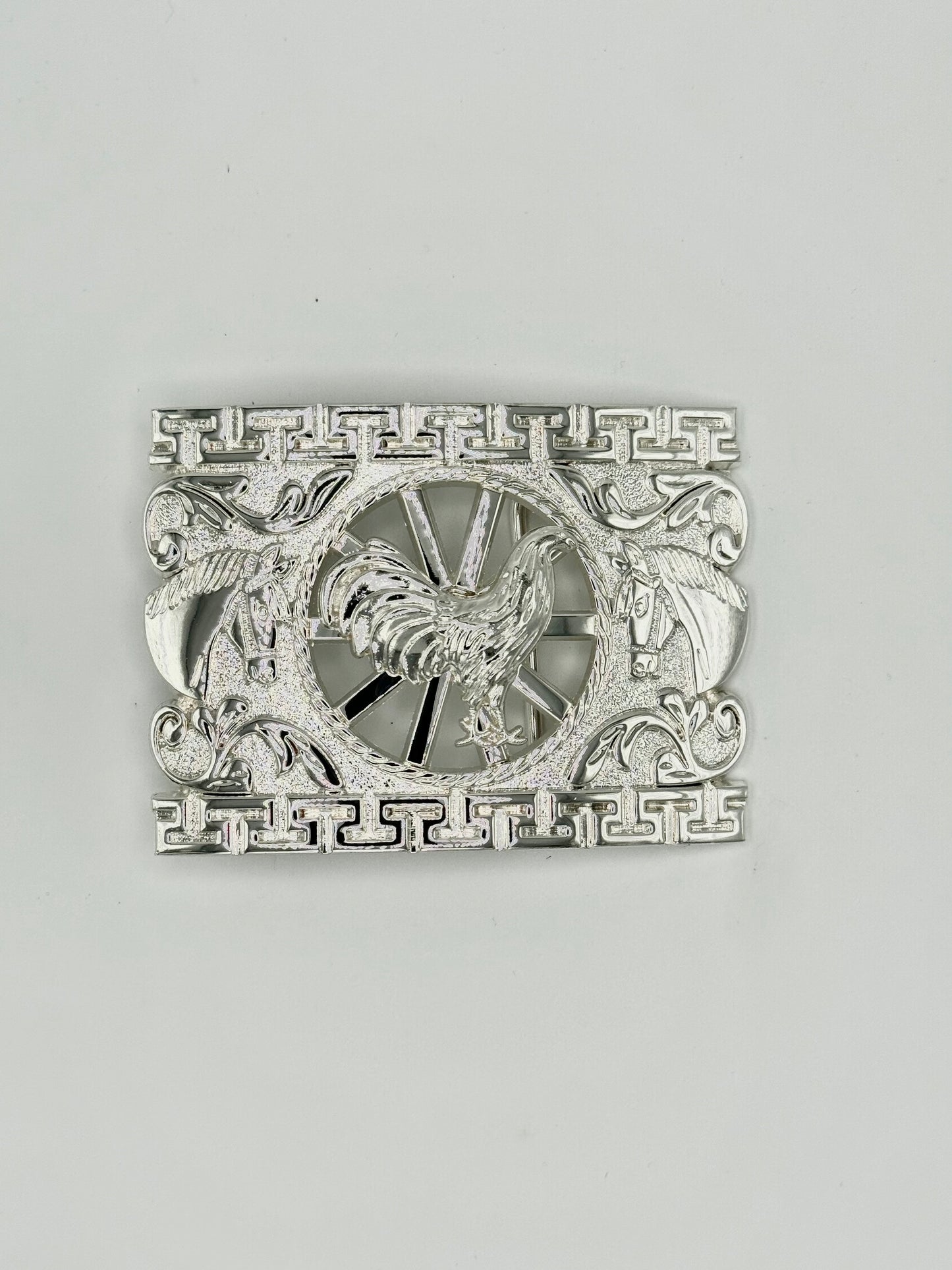 Silver rooster belt buckle