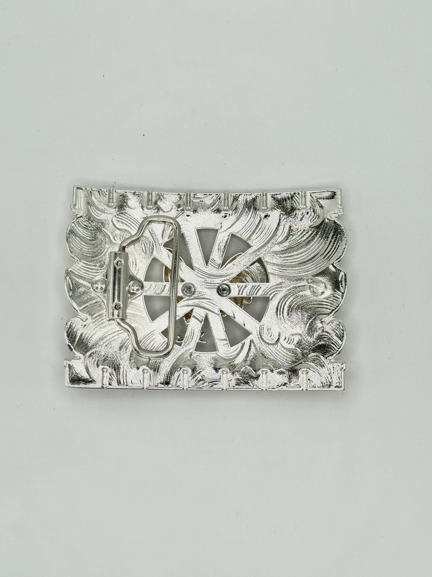 Silver rooster belt buckle