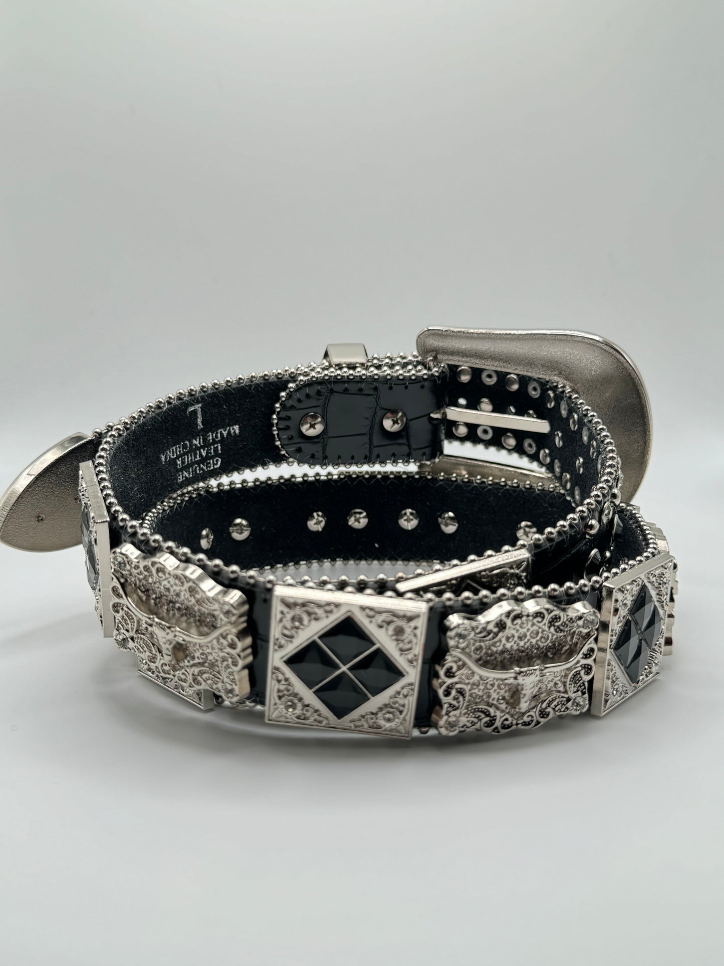 Black Rhinestone belt with conchos