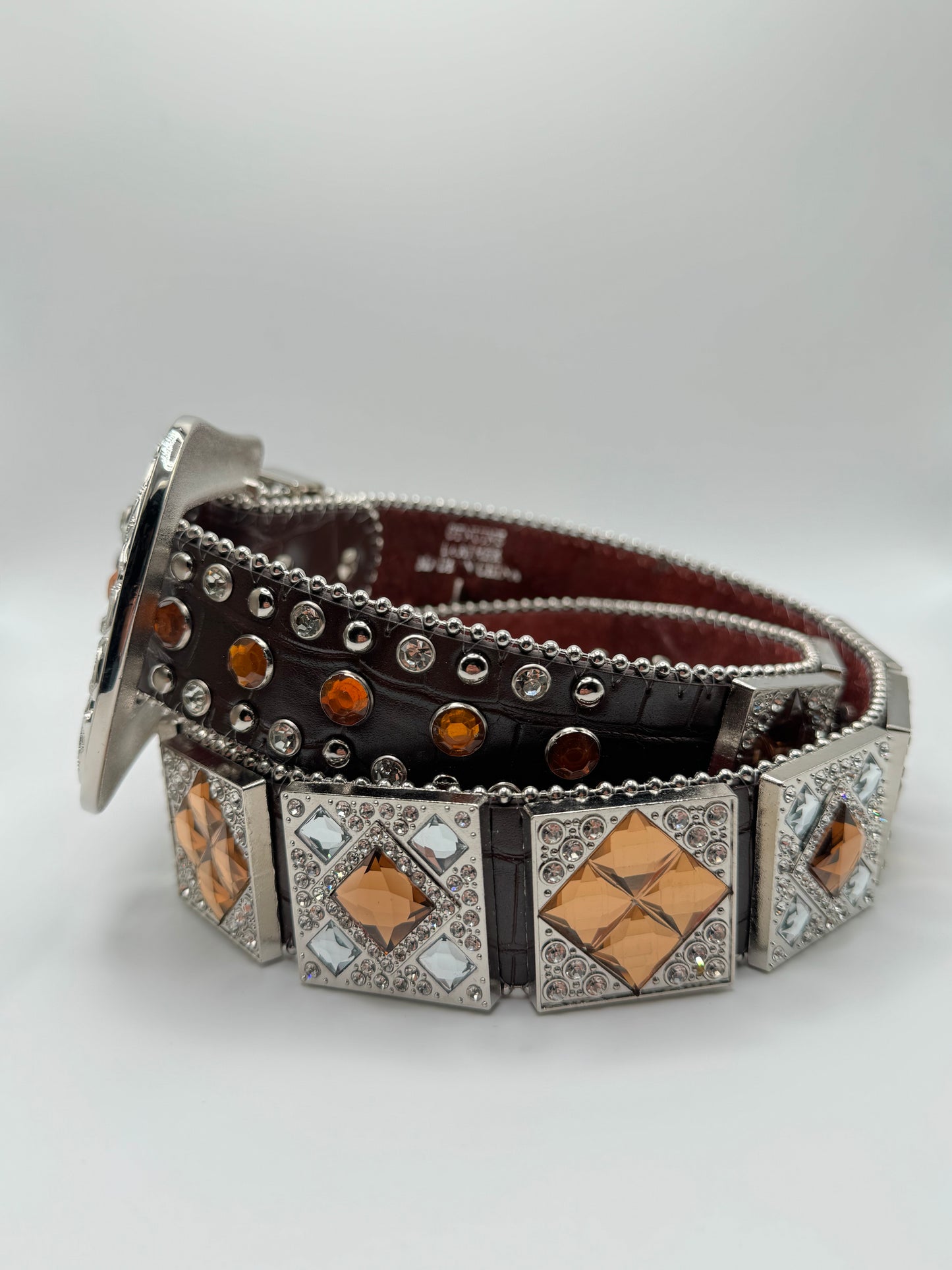 Rhinestone belt- brown with silver