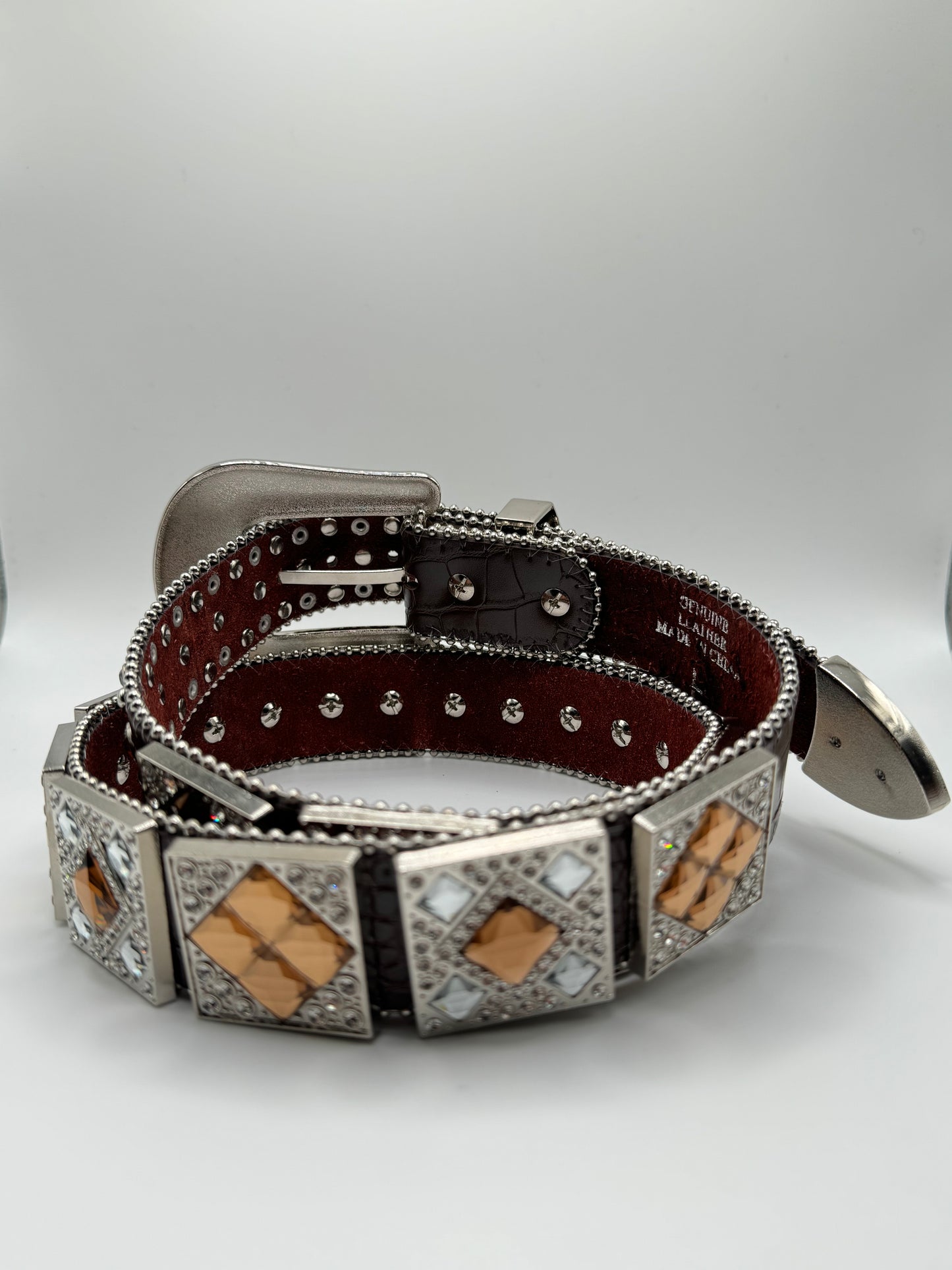 Rhinestone belt- brown with silver