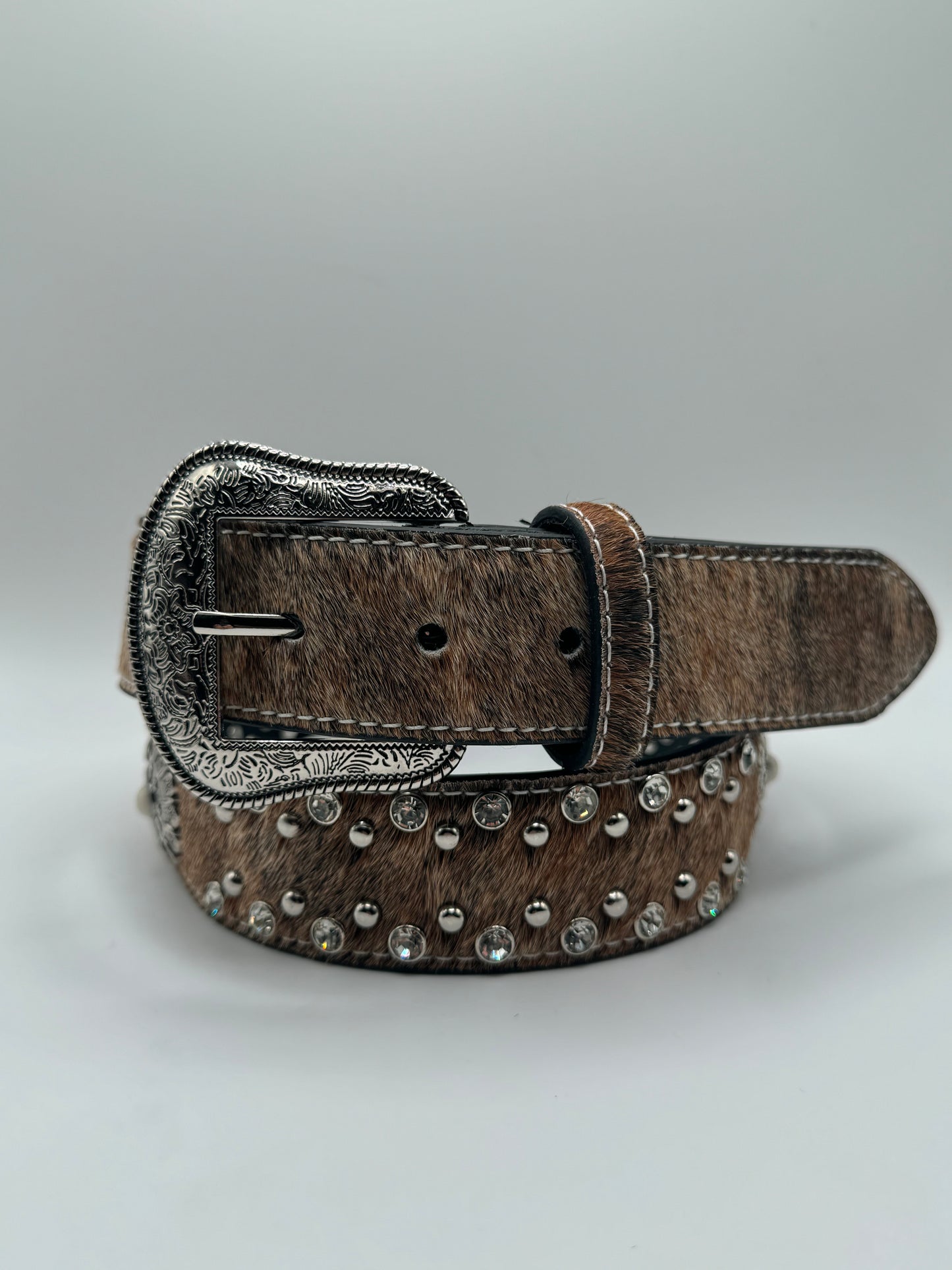 Crystal Cowhide Concho Belt