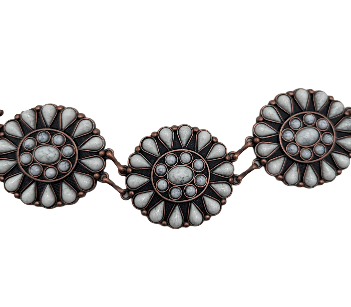 Chain belt- White turquoise bronze