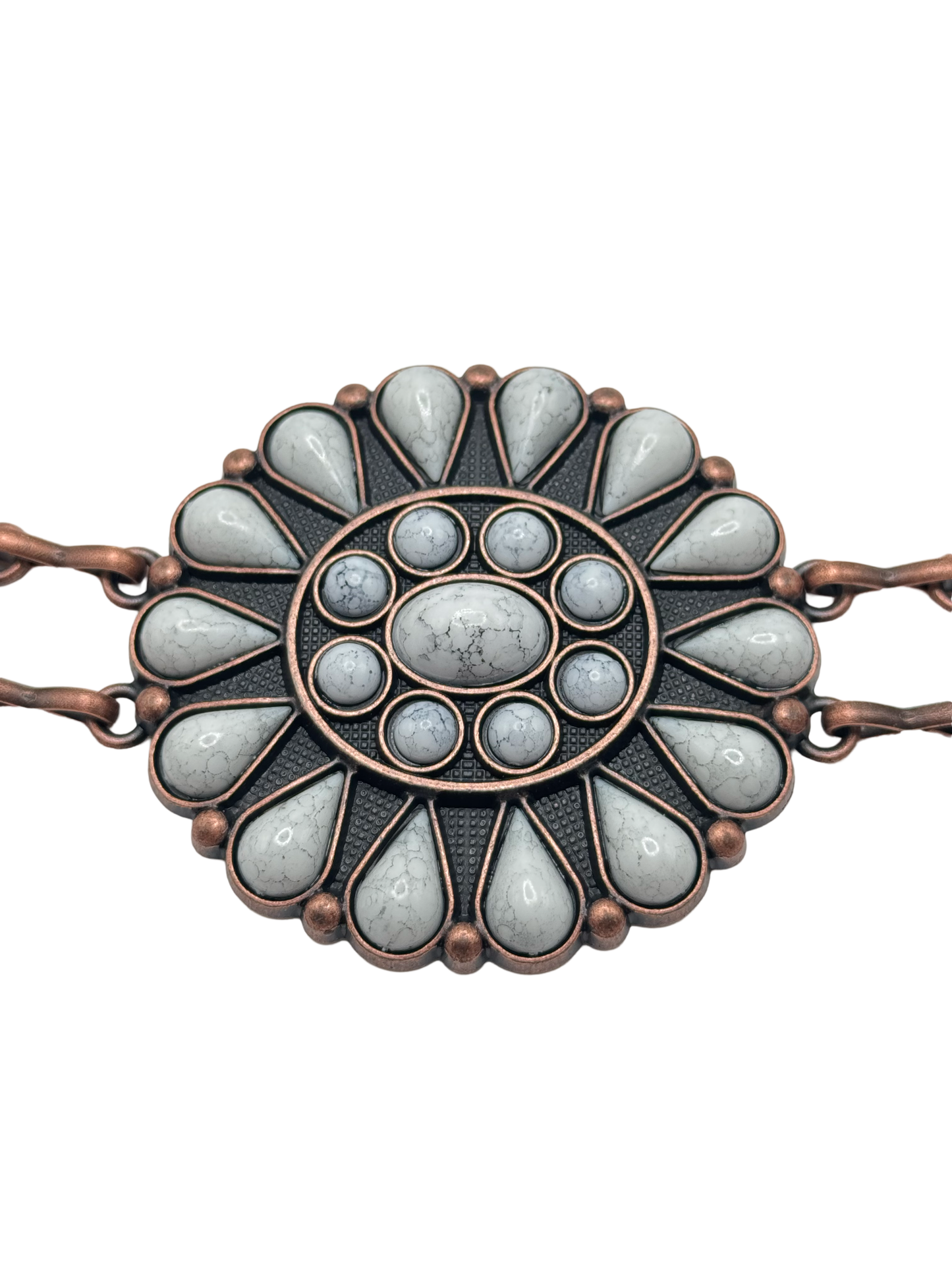 Chain belt- White turquoise bronze