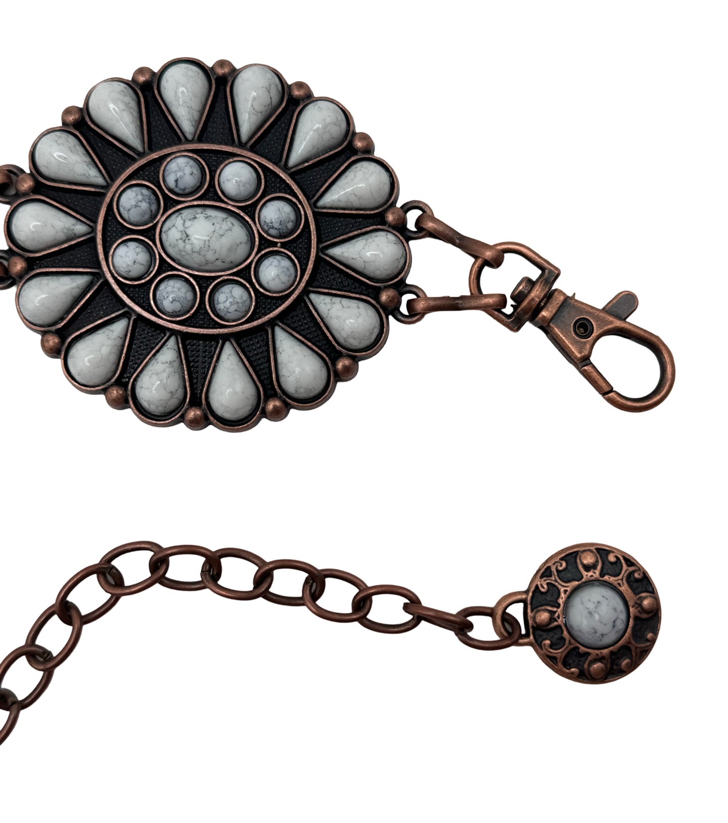 Chain belt- White turquoise bronze