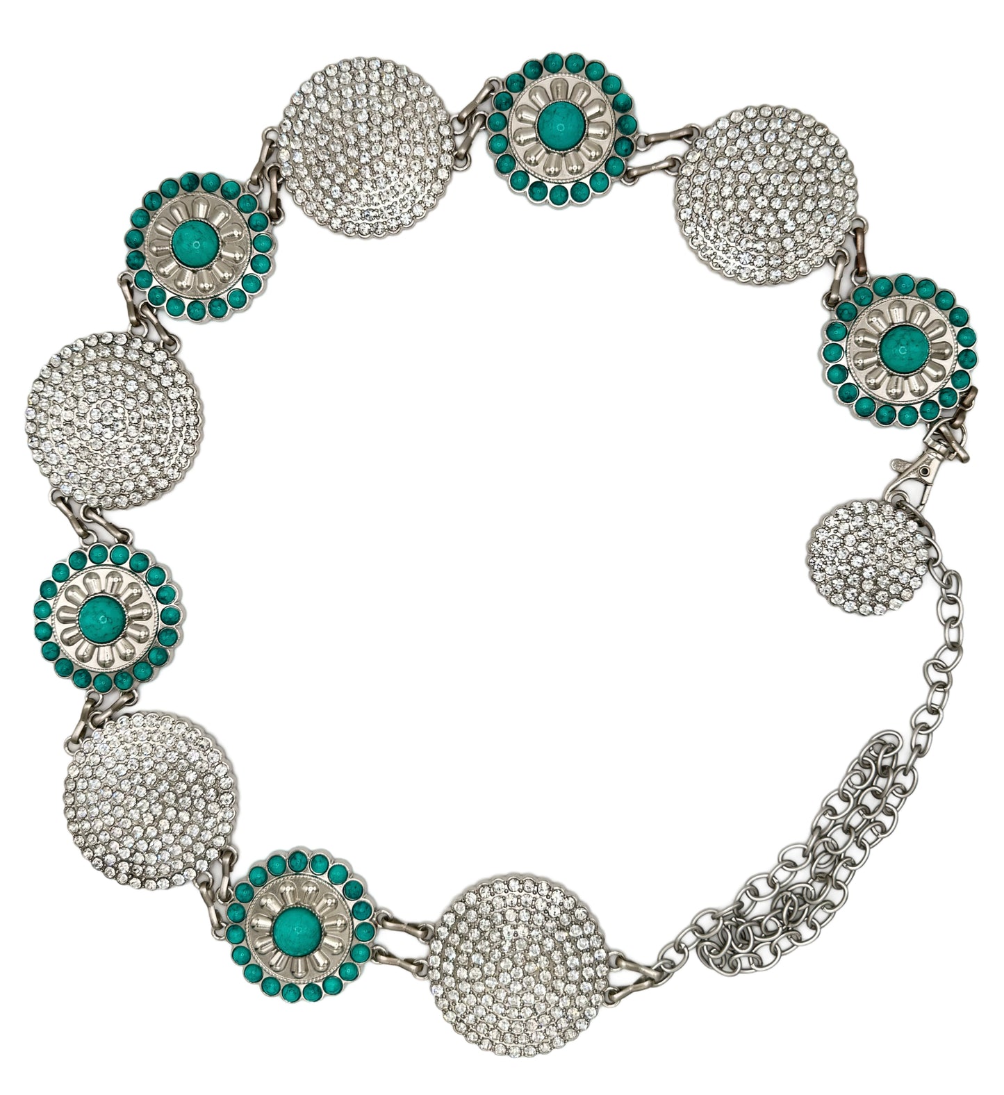 Chain belt- turquoise with silver