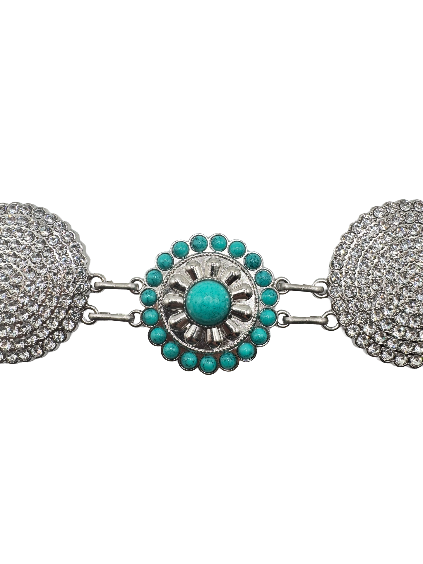 Chain belt- turquoise with silver