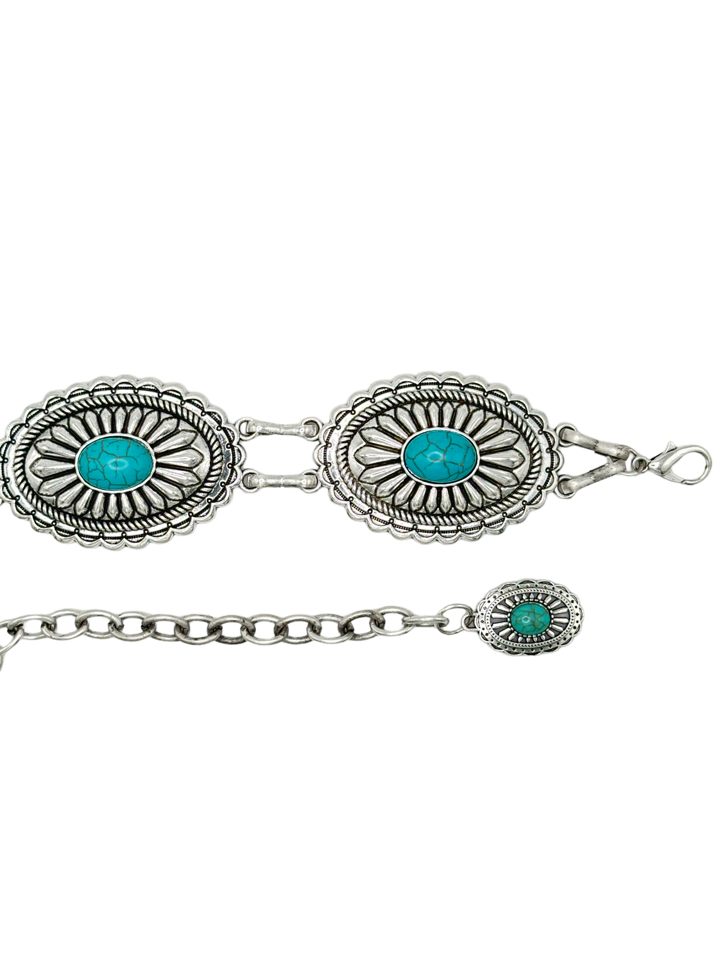 Turquoise Silver chain belt