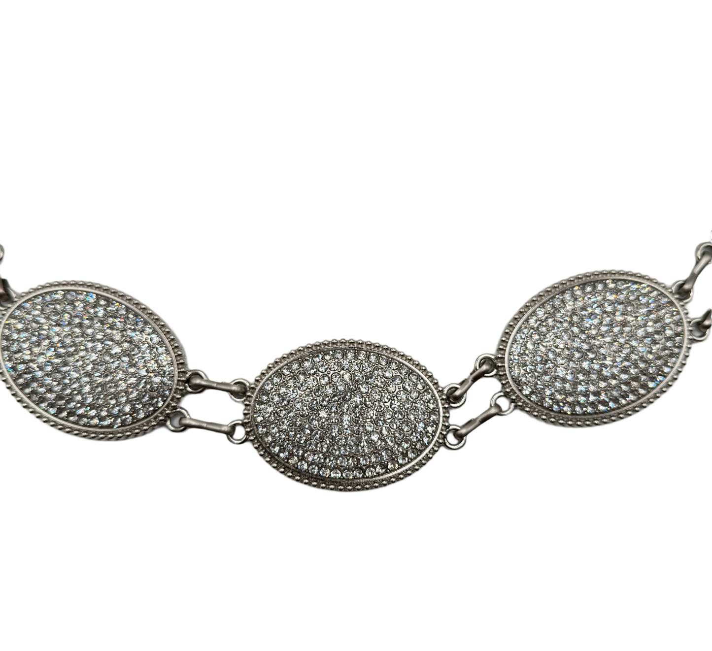 Silver stoned chain belt