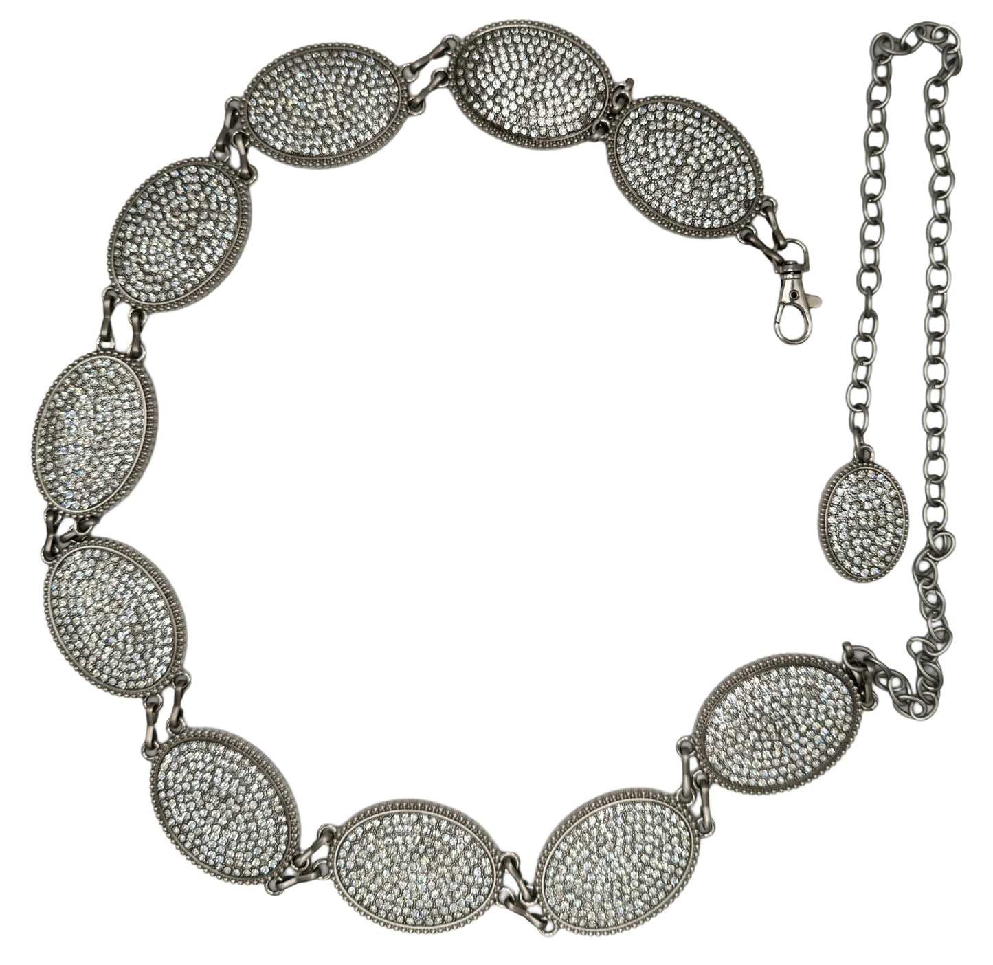 Silver stoned chain belt