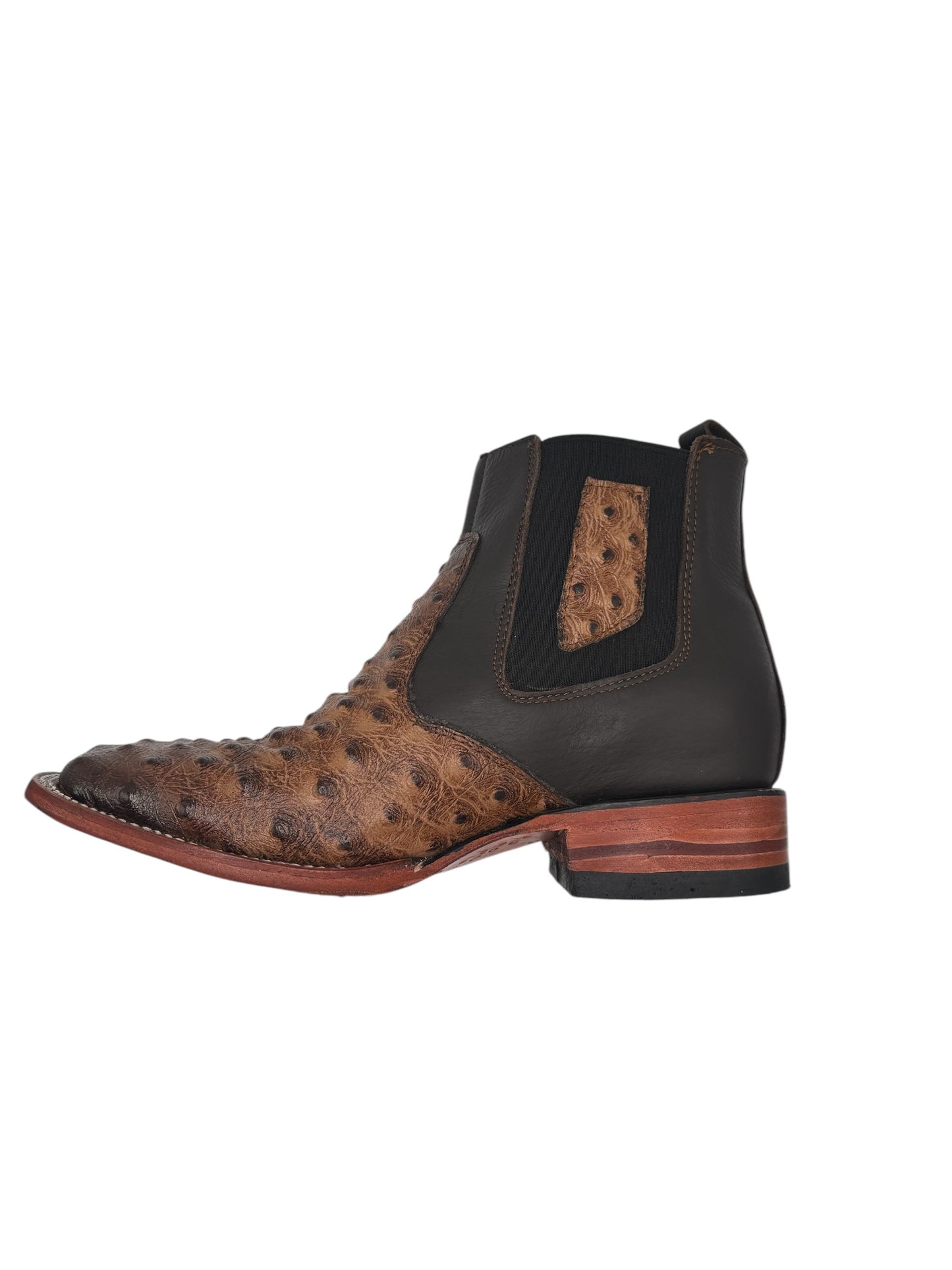 Botin Avestruz Imitación Color Miel 100% Piel