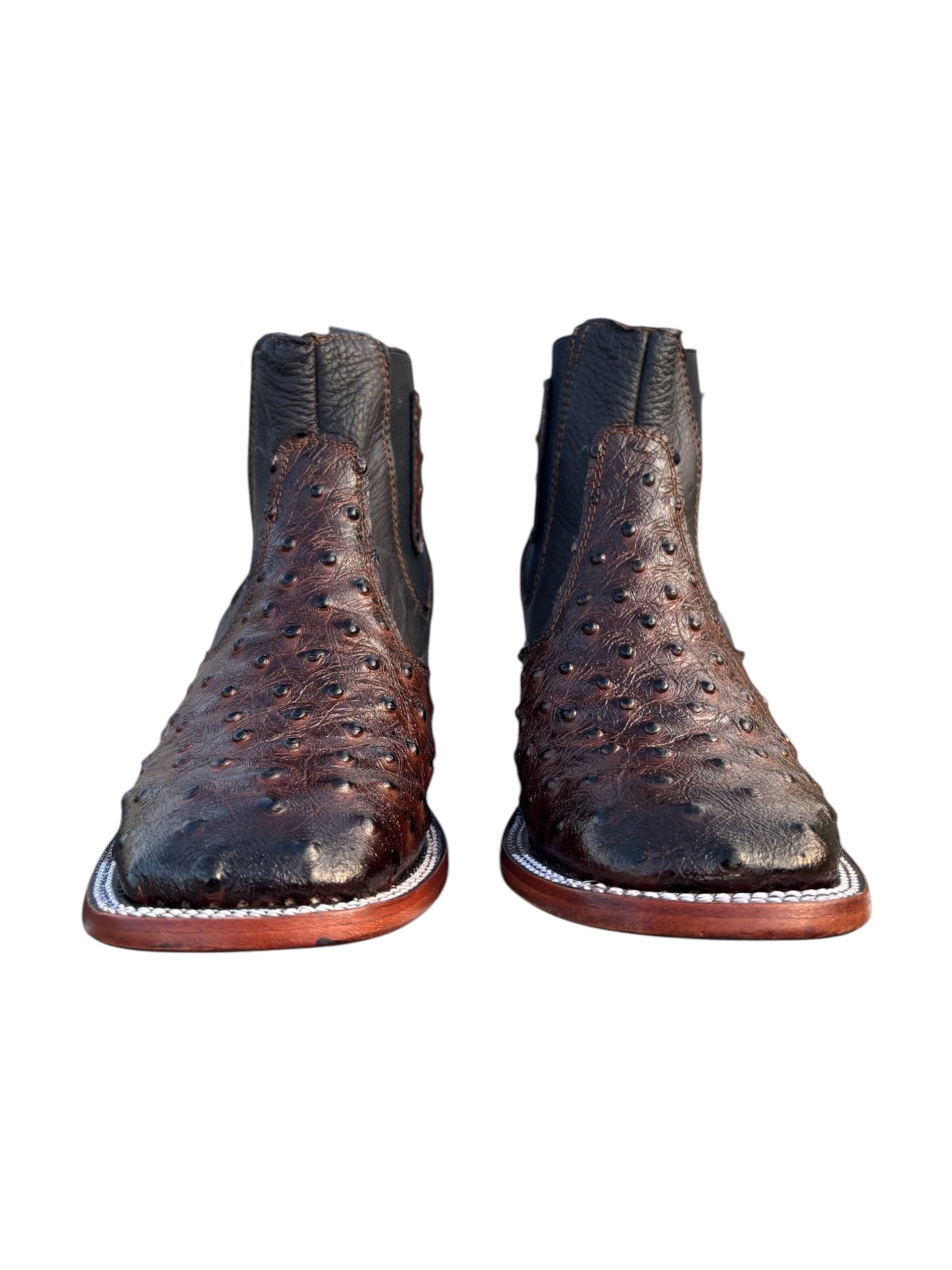 Botin De Avestruz grabado Cafe 100% Piel