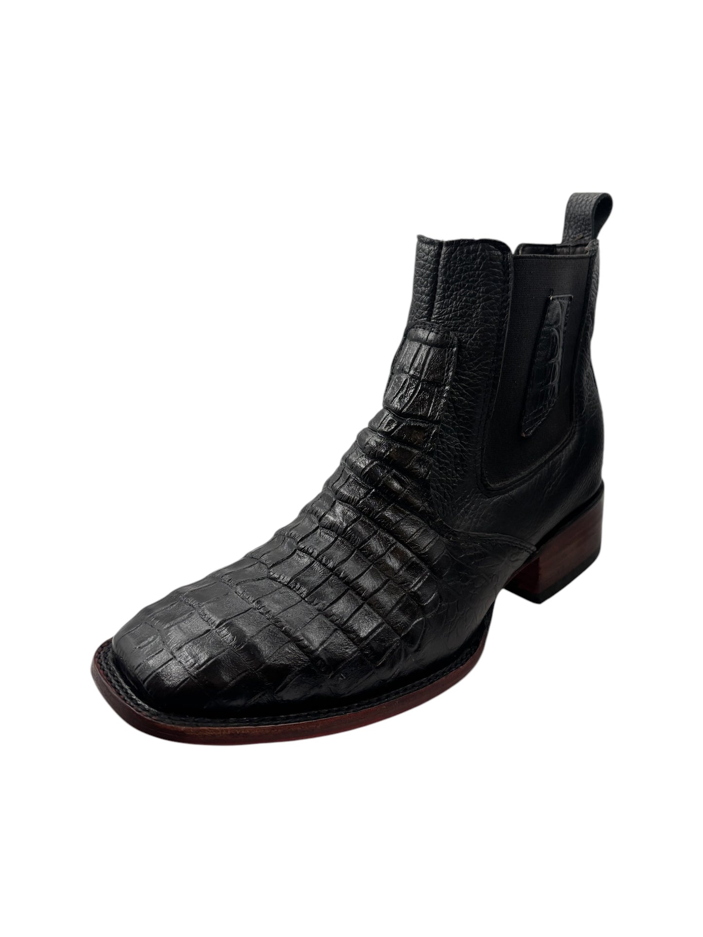 Botin Coco belly grabado negro con suela roja