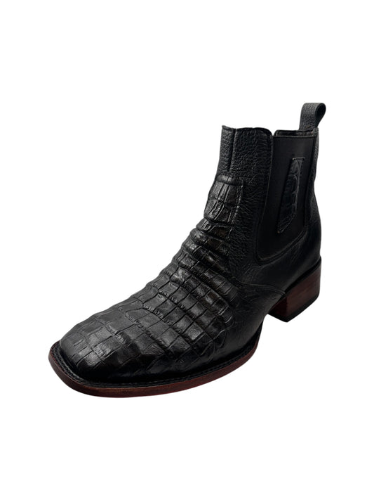 Botin Coco belly grabado negro con suela roja