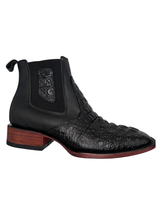 Botin De Nuca Cocodrillo grabado Negro