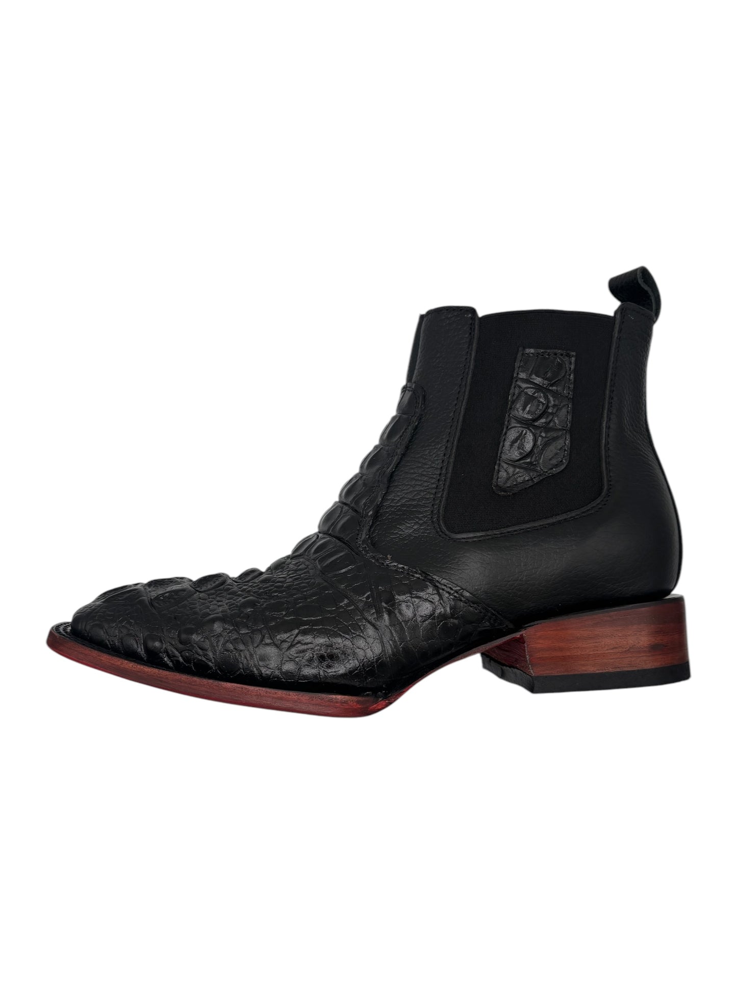Botin De Nuca Cocodrillo grabado Negro
