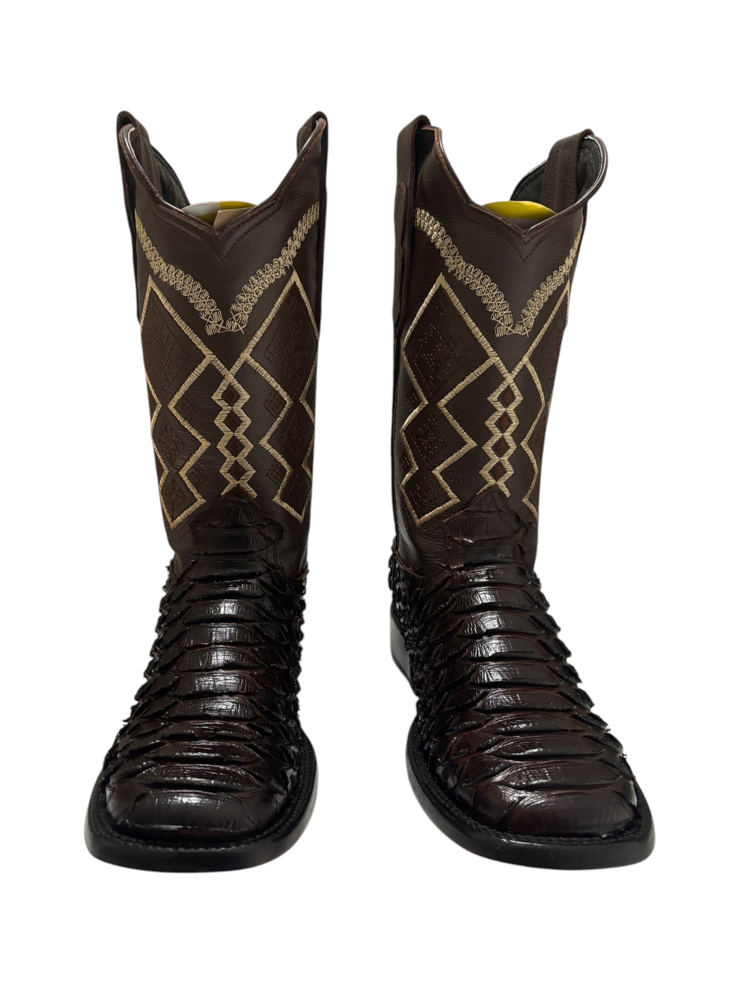 Bota python cafe chocolate con suela roja