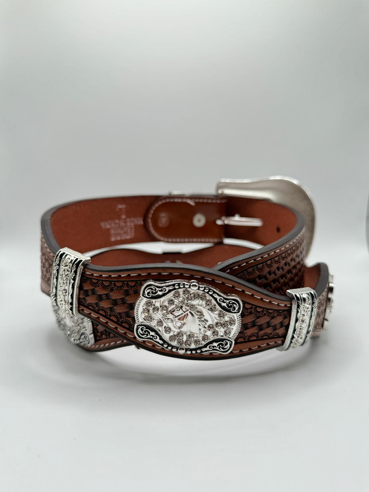 Tan Stallion Western Concho Belt