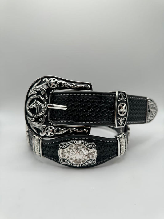 "Black Stallion Western Concho Belt"