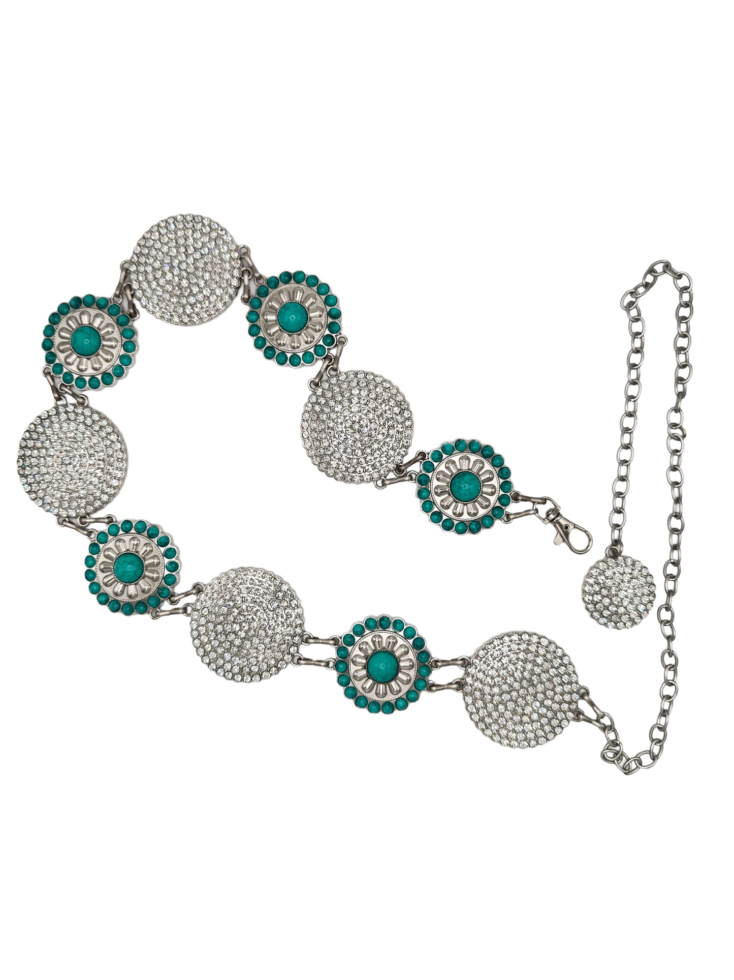 Chain belt- turquoise with silver